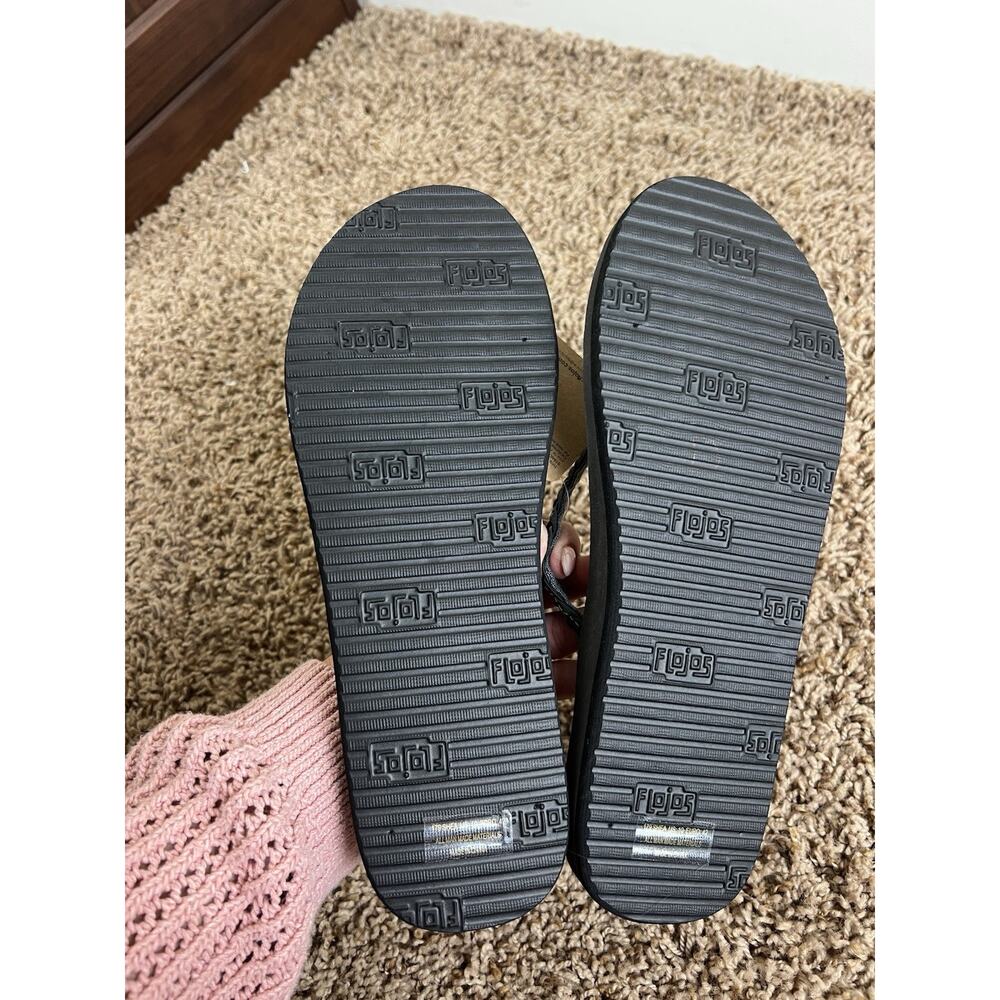 NWT Flojos Women Flip Flops 10 Black Braided Strap Sandals - Picture 4 of 8
